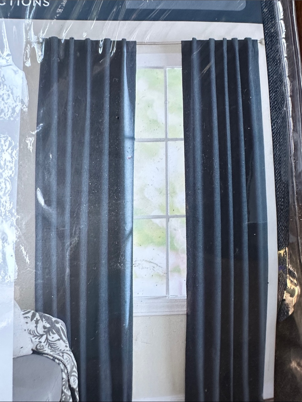 NWT Warwick Midnight Blackout Curtain Panels- Midnight Black